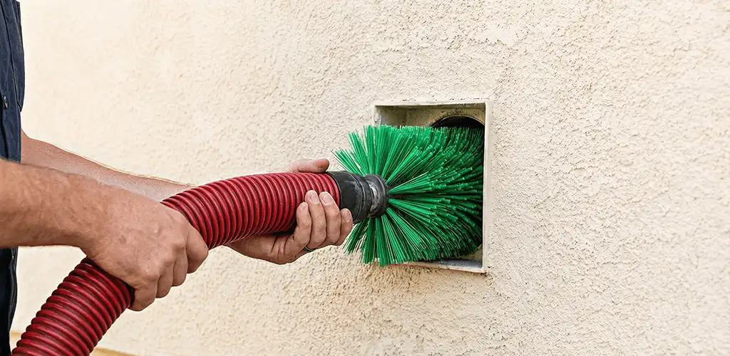 Air duct cleaning brush removing debris from a vent opening in Springfield, MO