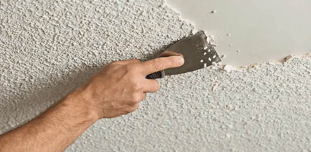 Popcorn ceiling removal scraping off textured ceiling finish in Springfield, MO