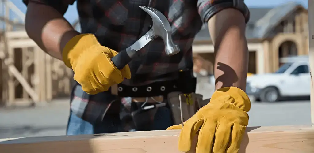Handyman fixing wood trim with a hammer for home repairs in Springfield, MO