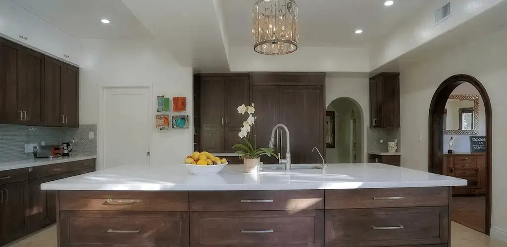 Cabinet refacing project with updated kitchen cabinets and island in Springfield, MO